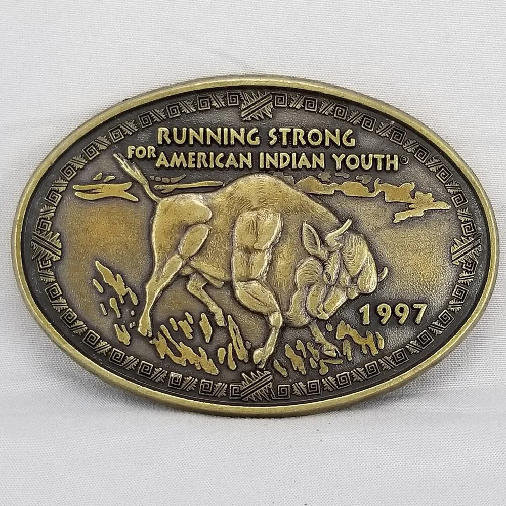Belt Buckle 1977 Buffalo Running Strong For American Indian Youth Native America